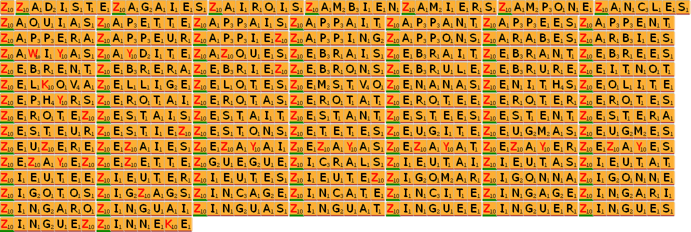 Liste des 197 mots de 7 lettres débutant par Z